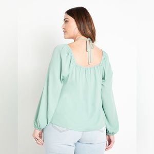 Eloquii - Sweetheart Blouse With Halter Ties